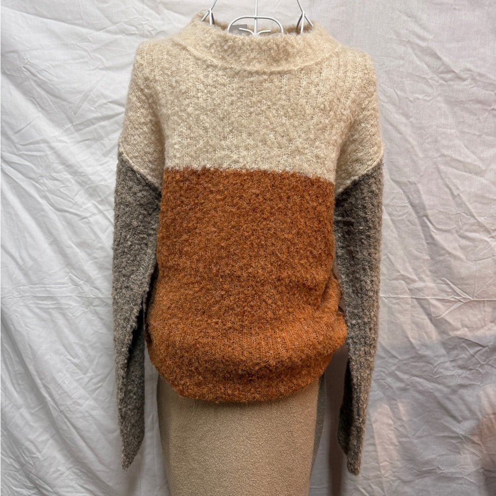 Mystree Women's Cowl Neck Sweater - Cream, Orange, Gray